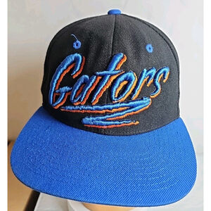 Vintage Zephyr Florida Gators Snapback Hat Black Spellout Double Logo Adjustable